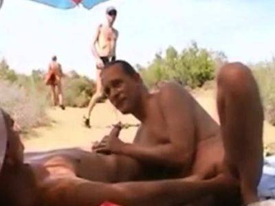 gay blowjob on public beach path way - drtuber.com