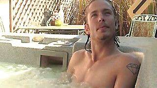 Cheerful Derrick Dickem jerking off poolside solo - gayxo.com