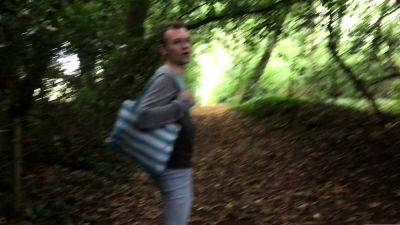 Amateur Gay Twink Miller Larkin Rides His Dildo In The Woods - drtuber.com