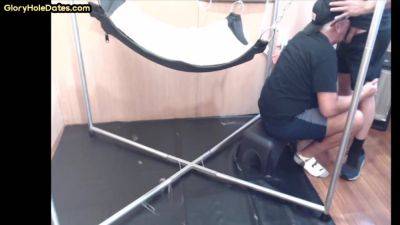 Play the complete scene called Gloryhole nympho gay penetrated in anal hole by huge dick